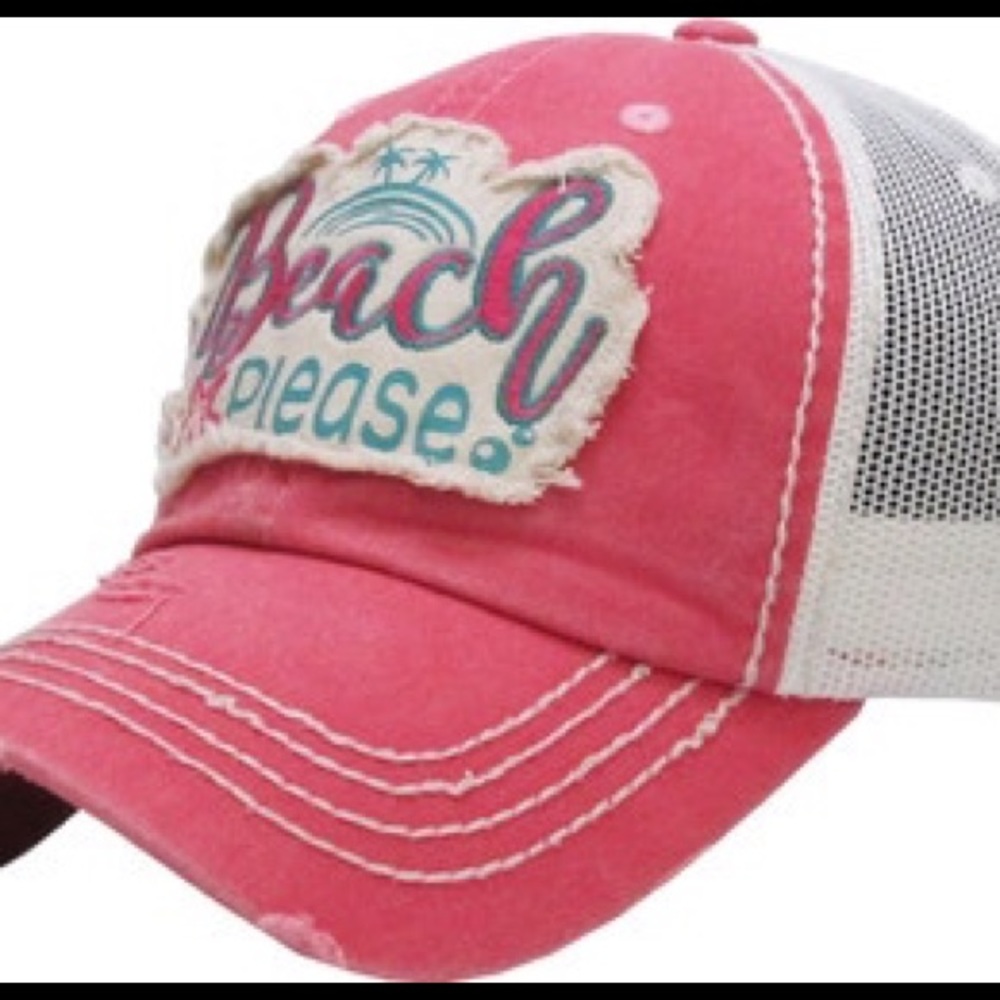 BEACH Please Distressed Vintage Ballcap - Picture 2 of 4